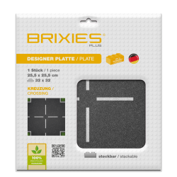 Brixies Bauplatte | Grundplatte 32x32 Noppen – Passend für Lego Classic Bausteine ​​– Strasse Kreuzung